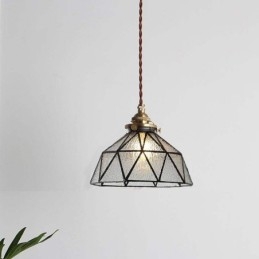 Geometrisk Taklampa I Målat Glas