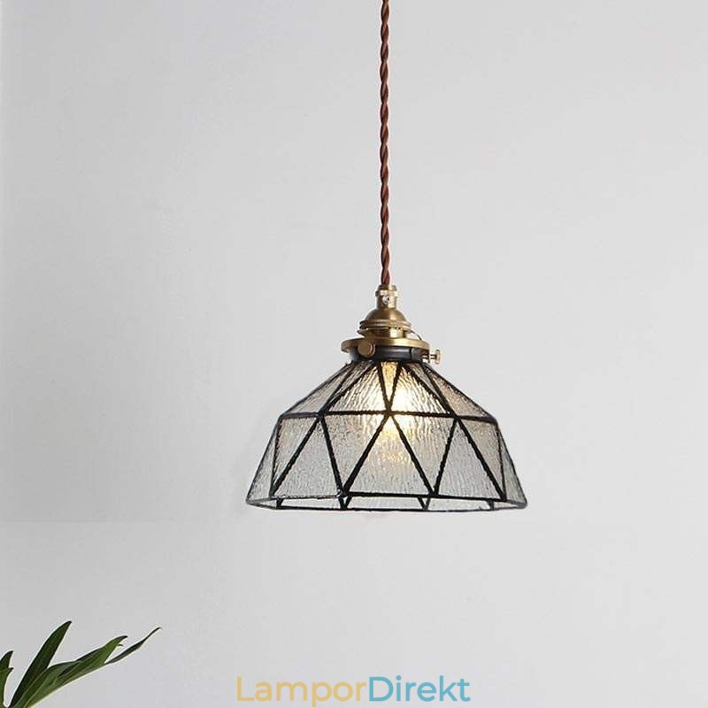 Geometrisk Taklampa I Målat Glas
