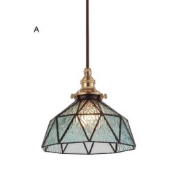 Geometrisk Taklampa I Målat Glas