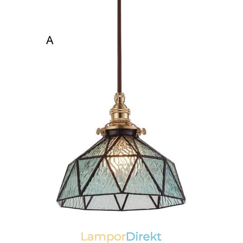 Geometrisk Taklampa I Målat Glas