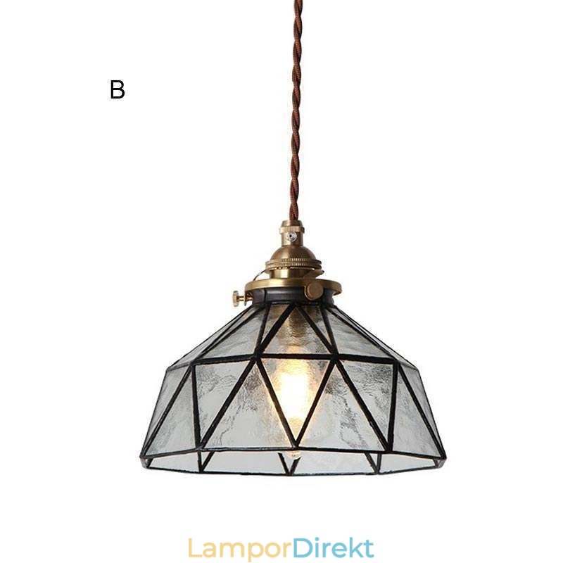 Geometrisk Taklampa I Målat Glas