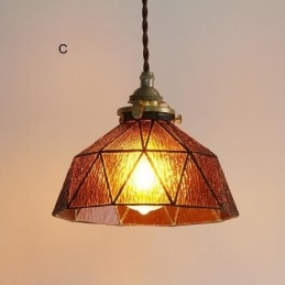 Geometrisk Taklampa I Målat Glas