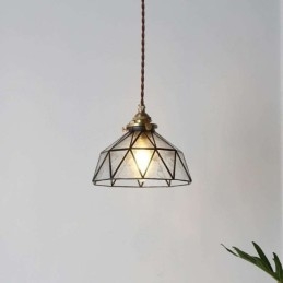 Geometrisk Taklampa I Målat Glas