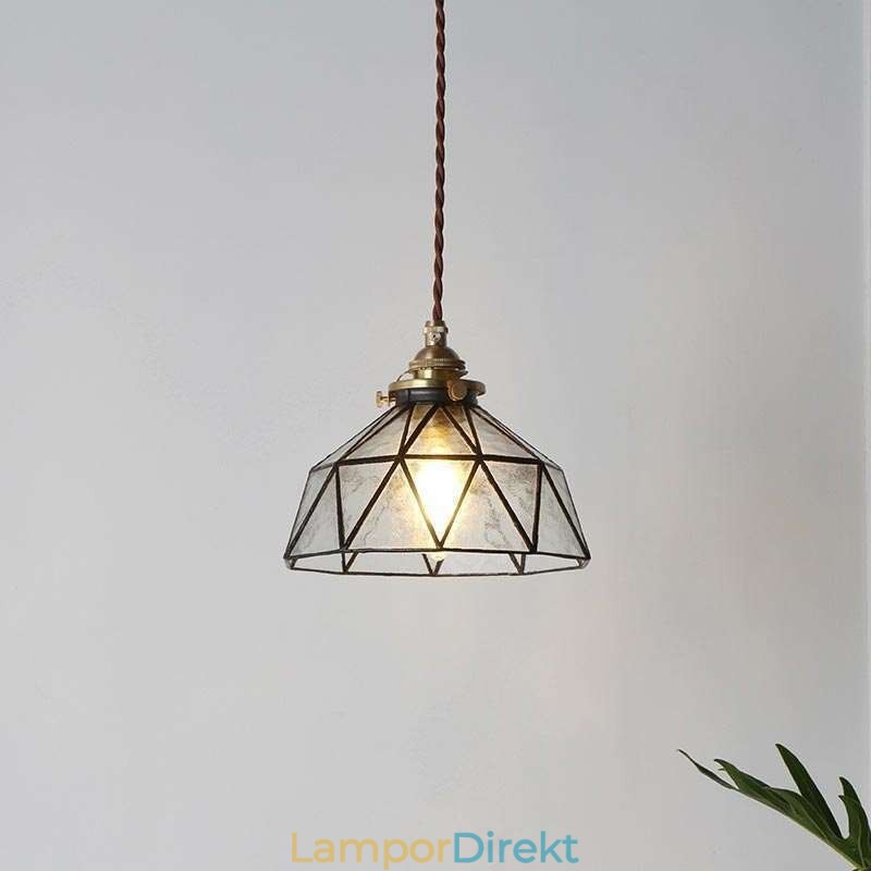 Geometrisk Taklampa I Målat Glas