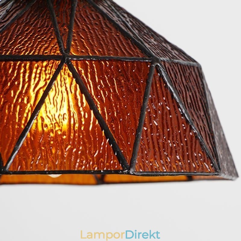 Geometrisk Taklampa I Målat Glas