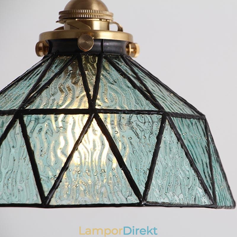 Geometrisk Taklampa I Målat Glas