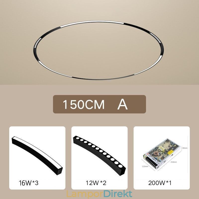 Cirkulär Spårljus Magnetisk Infälld Spårbelysningsarmatur 150Cm