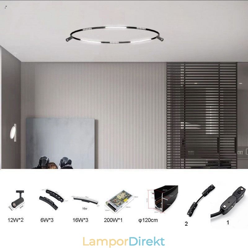 Circular Track Light System Magnetisk Infälld Spårbelysningsarmatur 120Cm