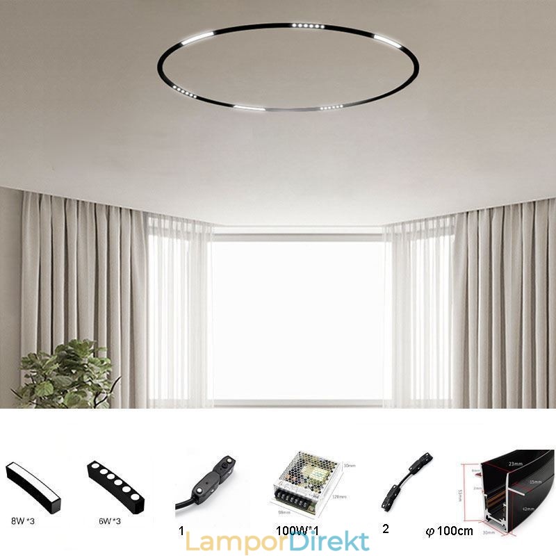 Circular Track Light Magnetisk Infälld Spotlight Dekorativ Light 100Cm