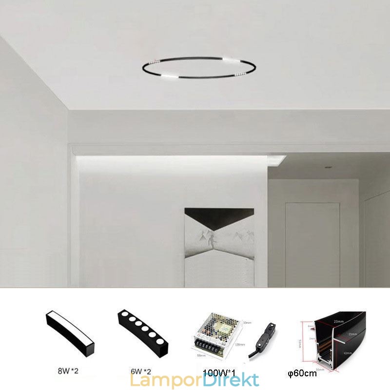 Circular Track Light Magnetisk Infälld Spotlight Dekorativ Light 60Cm