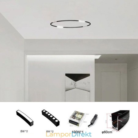 Circular Track Light Magnetisk Infälld Spotlight Dekorativ Light 60Cm Circular Track Light Magnetisk Infälld Spotlight Dekorativ Light 60Cm