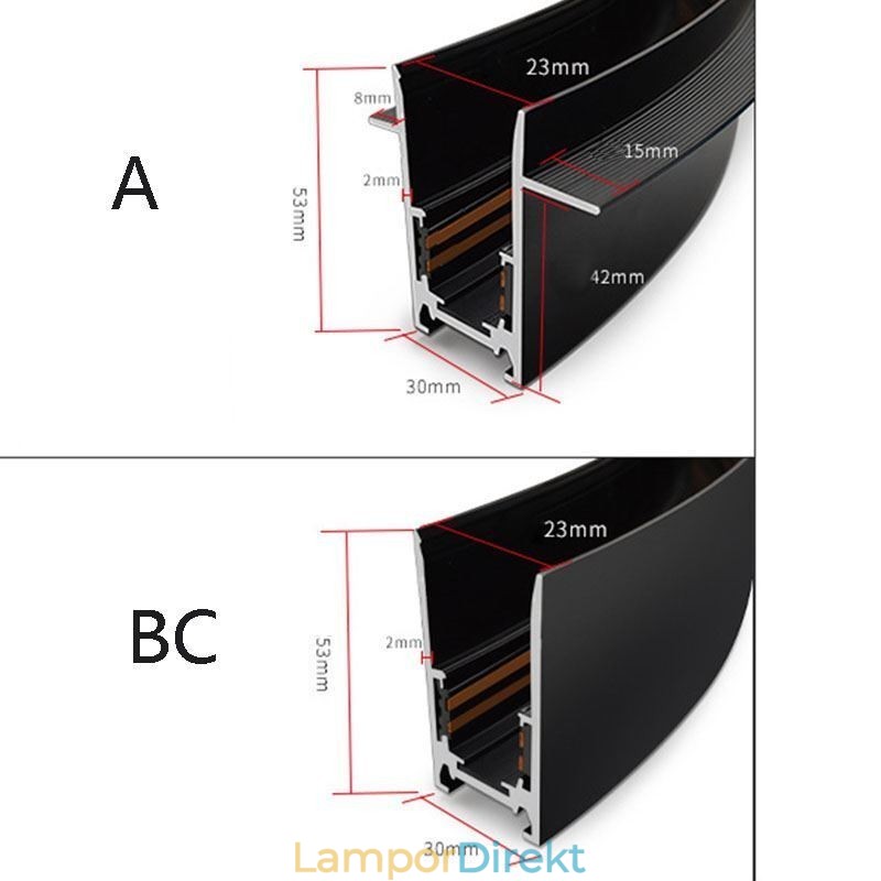 Infällda Spårbelysningsskenor Runda Magnetiska Aluminiumskenor