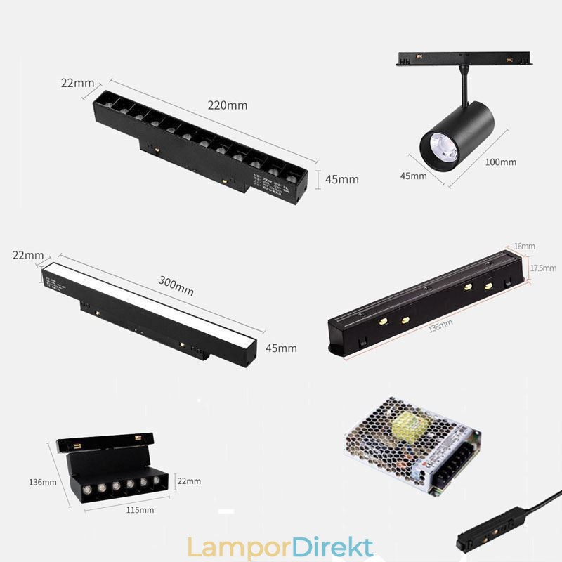 Infälld Spotlight Magnetic Track Light Dekorativ Light 3M*2