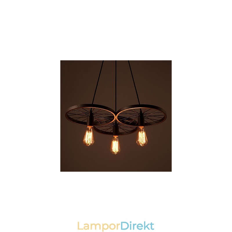 Loft Retro Pendellampor Amerikansk Land Smidesjärn Ljuskrona Industriell Stil Hjul