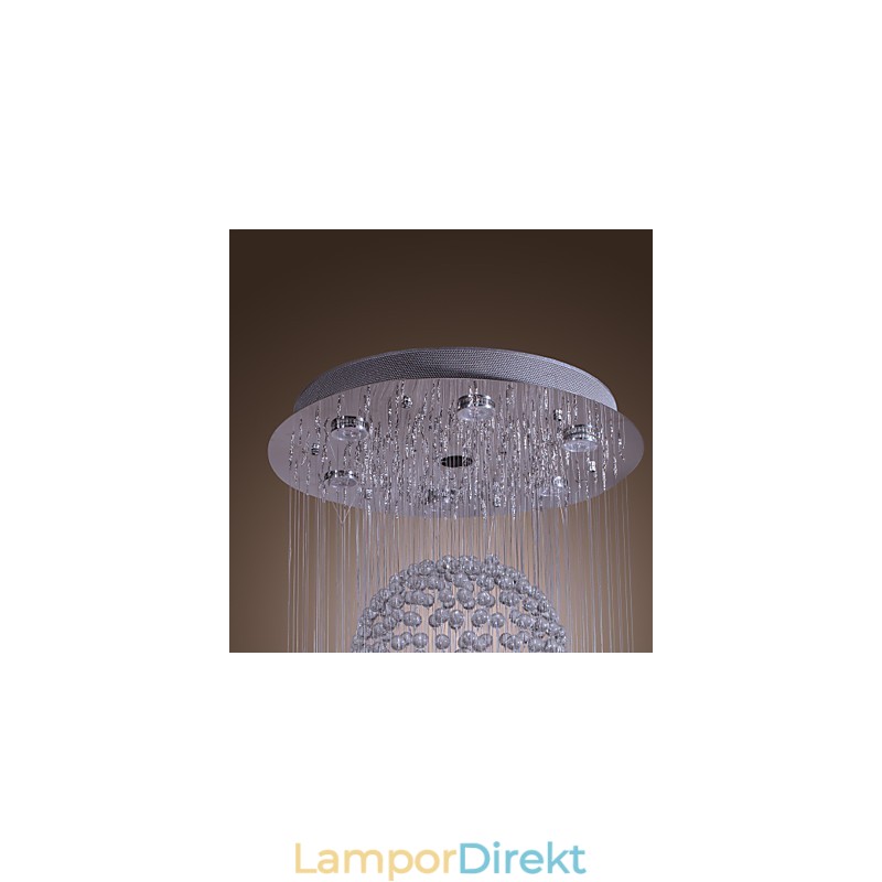 Modern Och Modern Kristallkrona I Krom Infälld