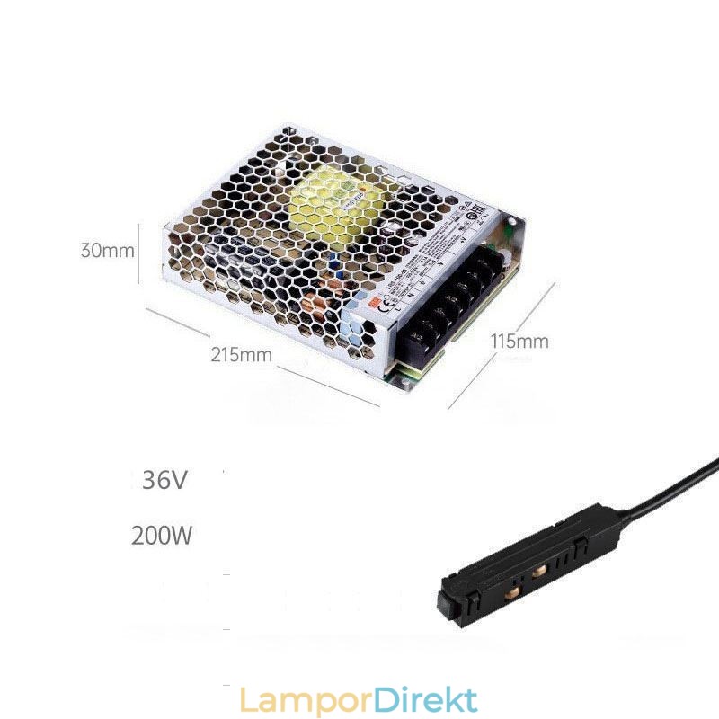 Track Light Driver 200W 36V Driver Strömförsörjning Med En Magnetisk Spårströmkontakt