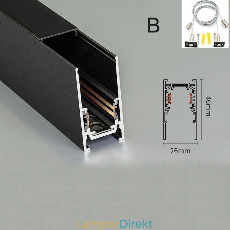 Infällda Spårbelysningsskenor Magnetisk Aluminium Spårytprofil Ultratunn Spårljusremsa 100 Cm