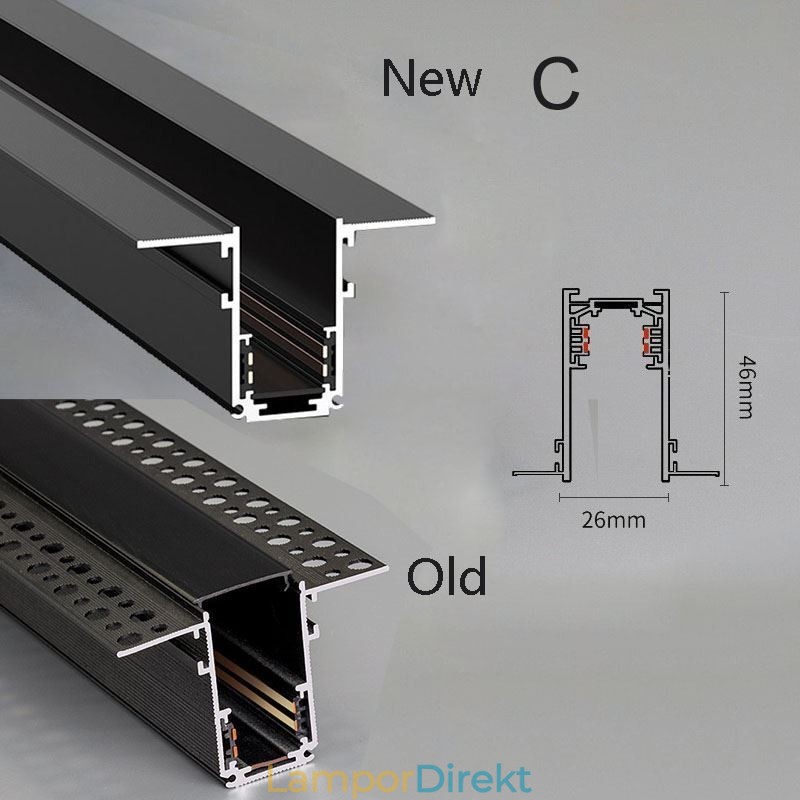 Infällda Spårbelysningsskenor Magnetisk Aluminium Spårytprofil Ultratunn Spårljusremsa 100 Cm