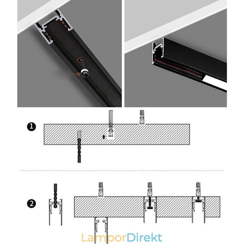 Infällda Spårbelysningsskenor Magnetisk Aluminium Spårytprofil Ultratunn Spårljusremsa 100 Cm