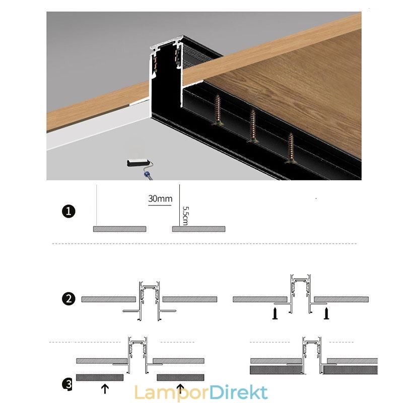 Infällda Spårbelysningsskenor Magnetisk Aluminium Spårytprofil Ultratunn Spårljusremsa 100 Cm