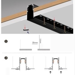 Infällda Spårbelysningsskenor Magnetisk Aluminium Spårytprofil Ultratunn Spårljusremsa 100 Cm