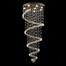 Spiral Modern K9 Kristalltak Taklampa Inomhus Ljuskrona Belysningsarmaturer För Trappor Högt I Tak