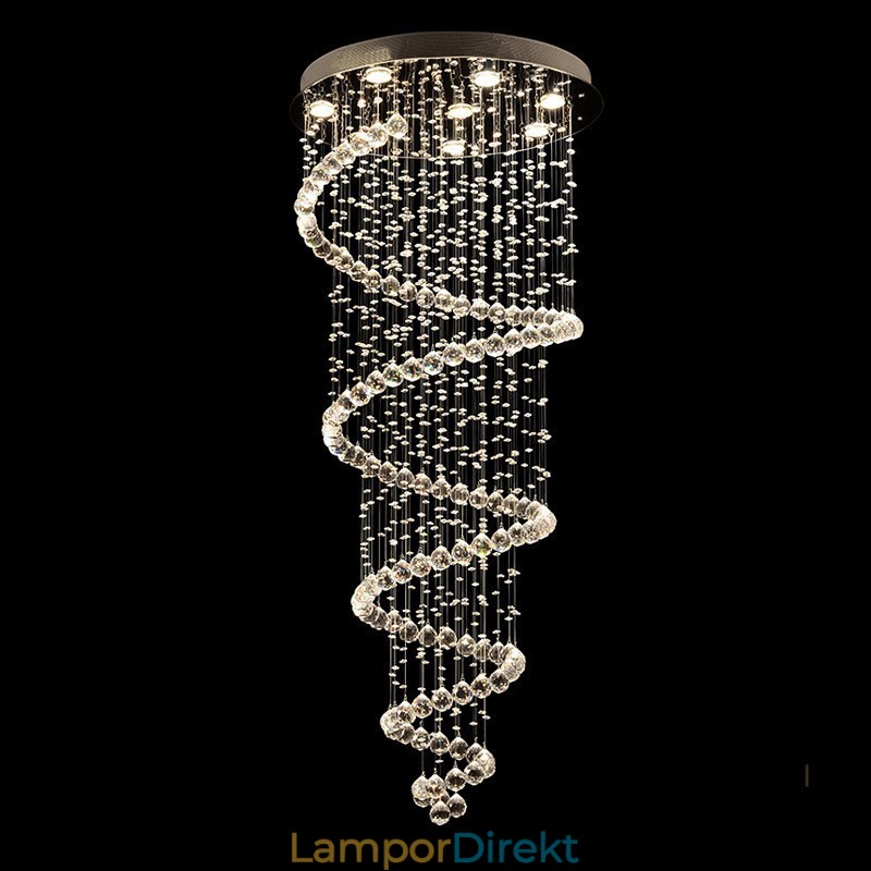 Spiral Modern K9 Kristalltak Taklampa Inomhus Ljuskrona Belysningsarmaturer För Trappor Högt I Tak