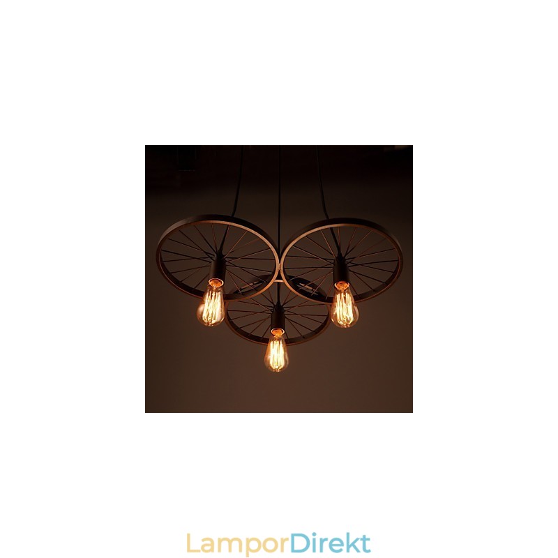 Loft Retro Pendellampor Amerikansk Land Smidesjärn Ljuskrona Industriell Stil Hjul