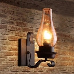 Retro Rustik Nordisk Glasvägglampa Sovrum Sänglampa Vintage Industriell Vägglampa
