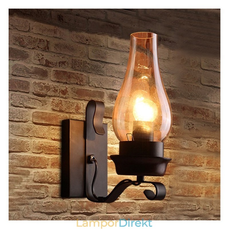 Retro Rustik Nordisk Glasvägglampa Sovrum Sänglampa Vintage Industriell Vägglampa