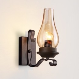 Retro Rustik Nordisk Glasvägglampa Sovrum Sänglampa Vintage Industriell Vägglampa