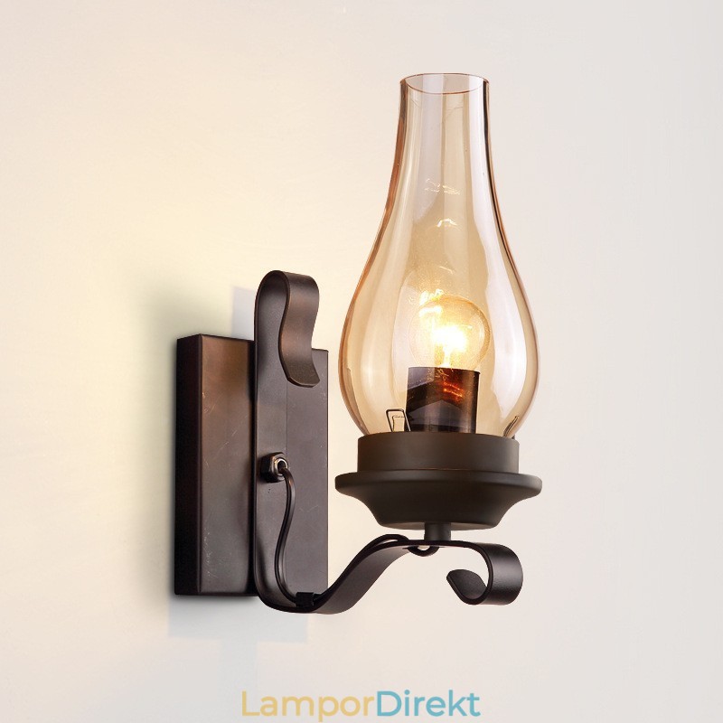 Retro Rustik Nordisk Glasvägglampa Sovrum Sänglampa Vintage Industriell Vägglampa