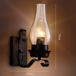 Retro Rustik Nordisk Glasvägglampa Sovrum Sänglampa Vintage Industriell Vägglampa
