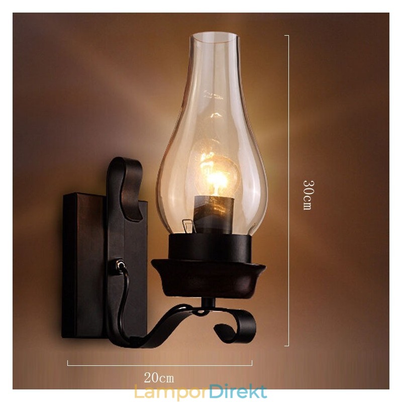 Retro Rustik Nordisk Glasvägglampa Sovrum Sänglampa Vintage Industriell Vägglampa