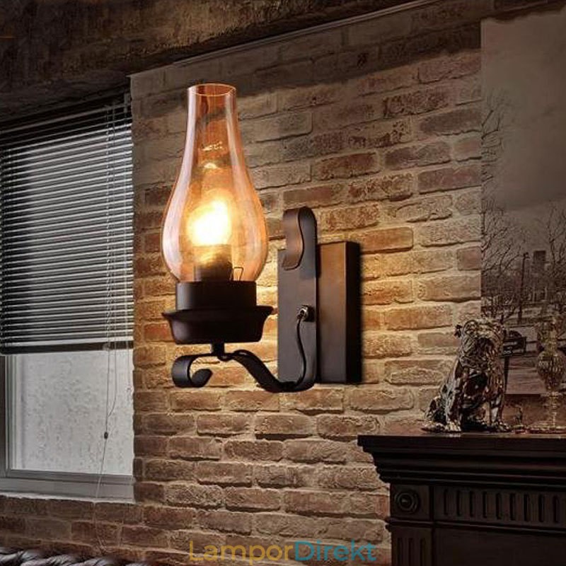 Retro Rustik Nordisk Glasvägglampa Sovrum Sänglampa Vintage Industriell Vägglampa