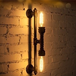 Wroguht Iron Water Pipe Vägglampa Vintage Aisle Lights Loft Iron Wall Lamp Edison Glödlampa Fj Db2 046A0