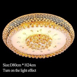 Rund Kristall Absorbera Dome Light Taklampa Diameter 80Cm Innehåller 15 Glödlampor