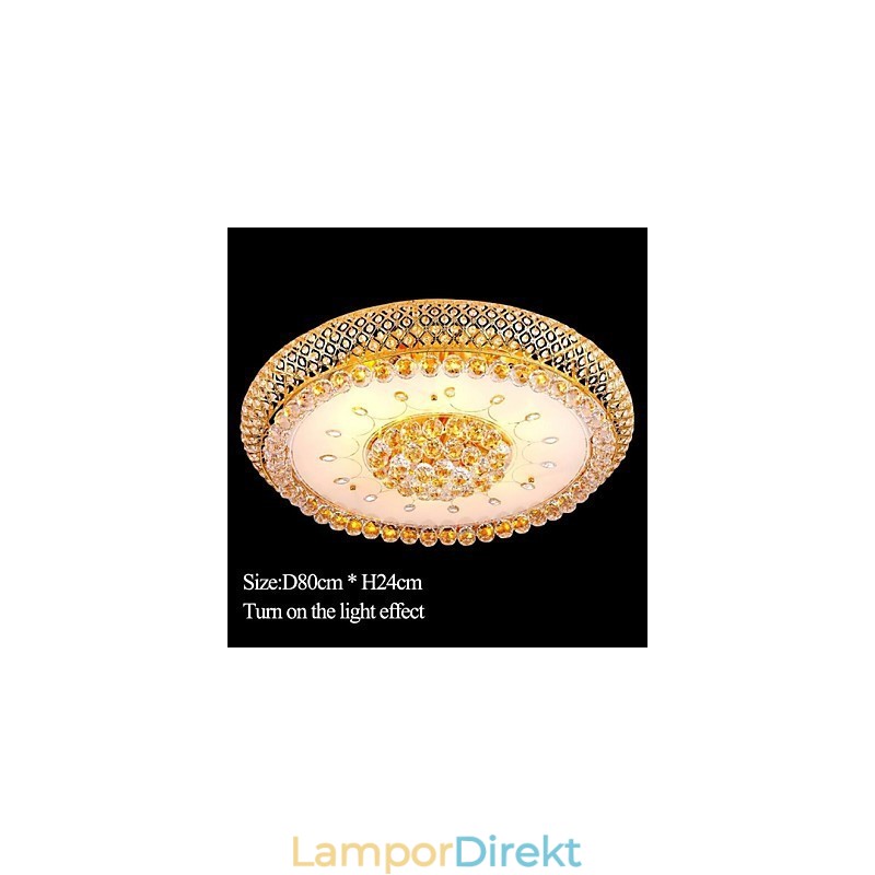 Rund Kristall Absorbera Dome Light Taklampa Diameter 80Cm Innehåller 15 Glödlampor