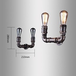 2 Lampor Vintage Metall Vattenrör Vägglampa Med Edison Lampa