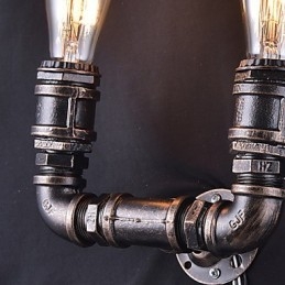 2 Lampor Vintage Metall Vattenrör Vägglampa Med Edison Lampa