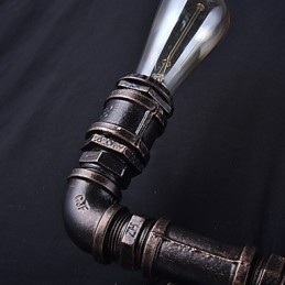 2 Lampor Vintage Metall Vattenrör Vägglampa Med Edison Lampa