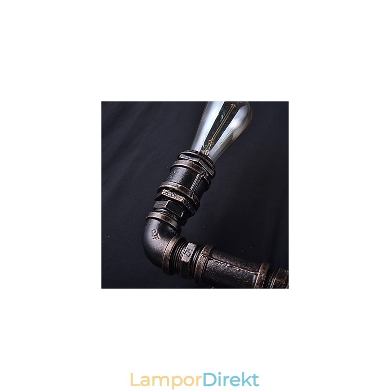 2 Lampor Vintage Metall Vattenrör Vägglampa Med Edison Lampa