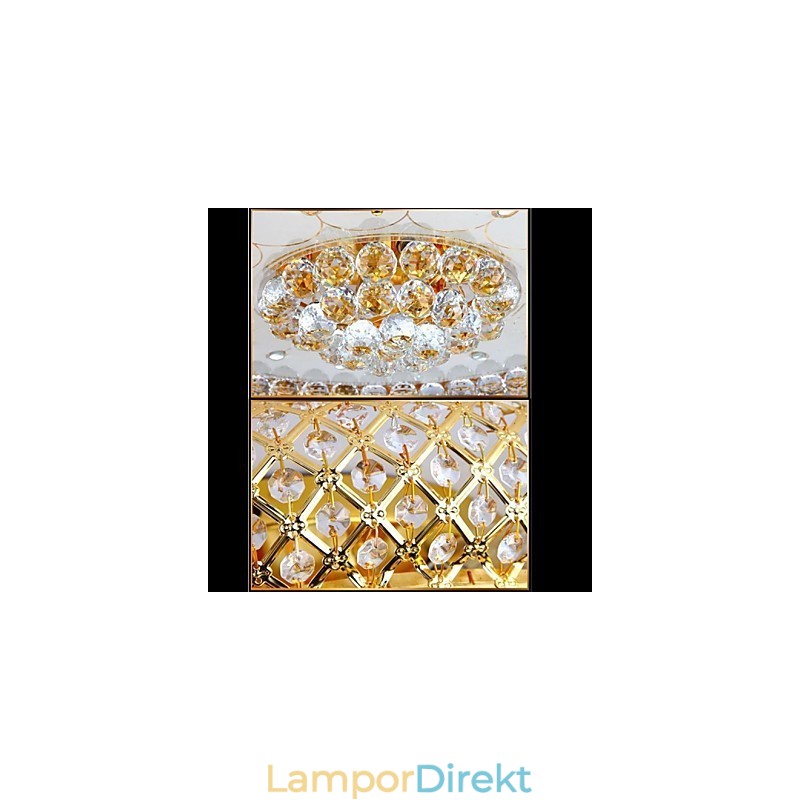 Rund Kristall Absorbera Dome Light Taklampa Diameter 80Cm Innehåller 15 Glödlampor