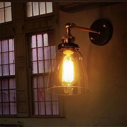 Industriell Edison Enkelhet Glasvägglampa Metall Baskåpa Matsal Arbetsrum Kontor Hall Väggmonteringslampa