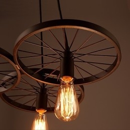 Loft Retro Pendellampor Amerikansk Land Smidesjärn Ljuskrona Industriell Stil Hjul