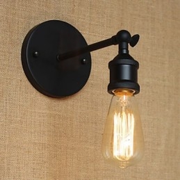 Amerikansk Restaurang Bar Café Sänggång Minimalistisk Svart Smidesjärn Vägglampa