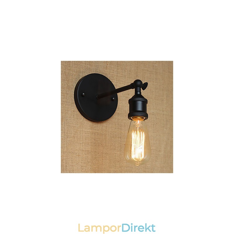 Amerikansk Restaurang Bar Café Sänggång Minimalistisk Svart Smidesjärn Vägglampa
