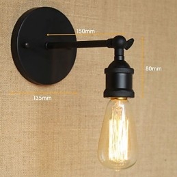 Amerikansk Restaurang Bar Café Sänggång Minimalistisk Svart Smidesjärn Vägglampa