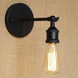 Amerikansk Restaurang Bar Café Sänggång Minimalistisk Svart Smidesjärn Vägglampa