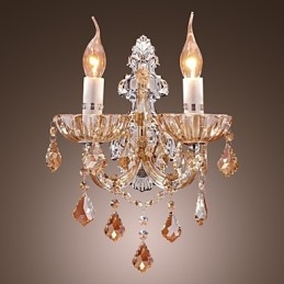 Elegant Kristallvägglampa Med 2 Lampor